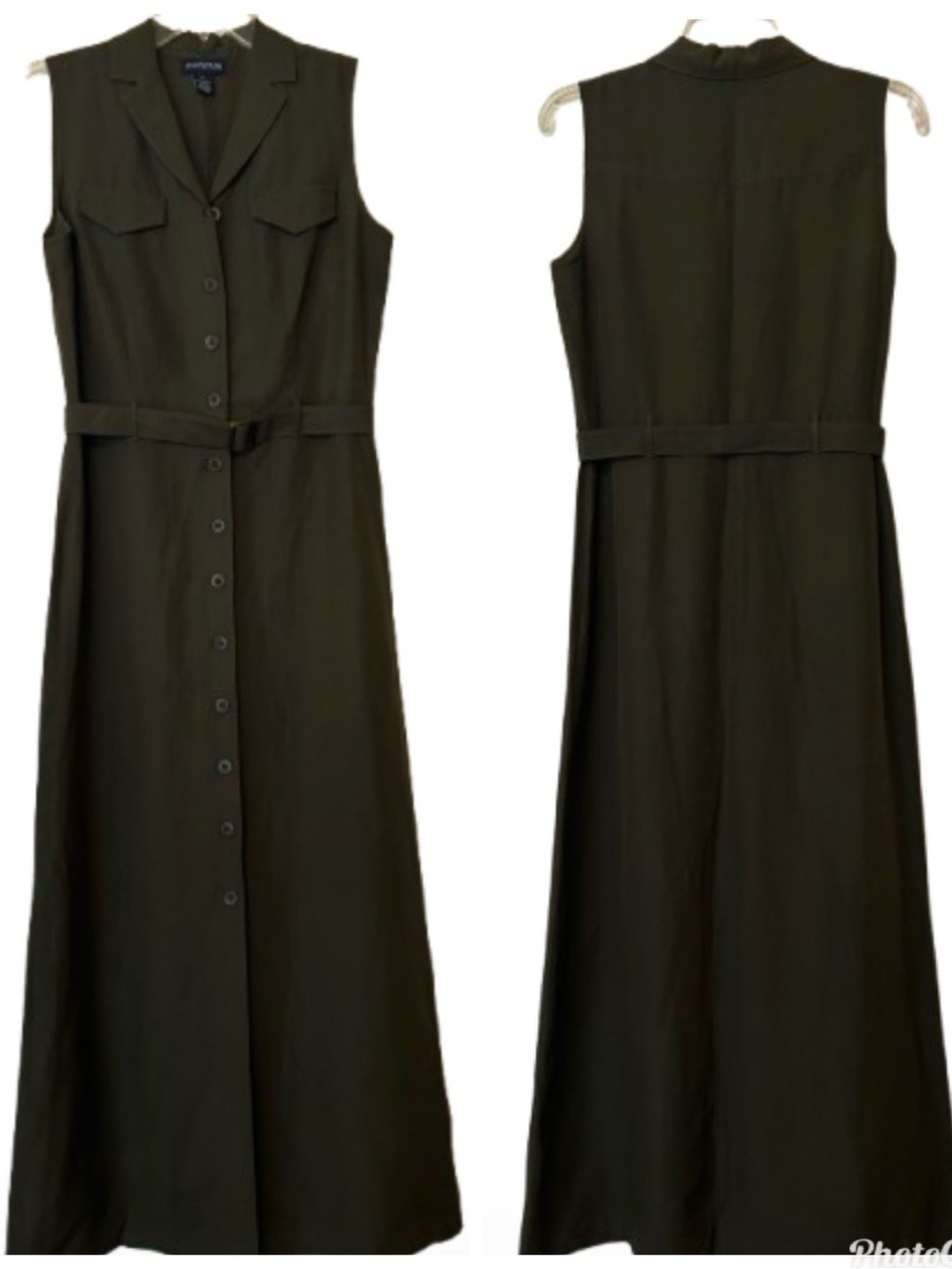 New Ann Taylor Silk/Linen Sleeveless Button Front Belted Maxi Shirt Dress Size 4 - Picture 3 of 6